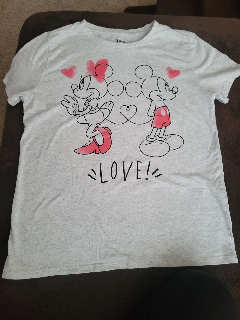 Disney White Tee with Pink-Accent Mickey & Minnie Love Graphic